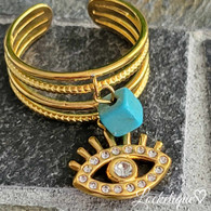 LUXE SS  DANGLE RING -  FATIMA (GOLD)