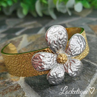LUXE SS CUFF BANGLE - GLEAMING PETALS