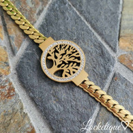LUXE  SS BRACELET - TREE OF LIFE CRYSTALS (GOLD)