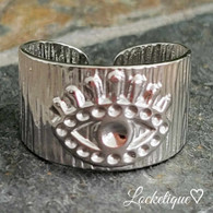 LUXE SS  CUFF RING -  EYE OF FATIMA (SILVER)