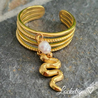 LUXE SS  CUFF RING -  GOLDEN SERPENTINE