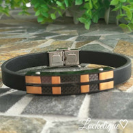 LUXE SS- LEATHER BLACK POINT BRACELET (MEN) RG