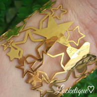 LUXE SS CUFF BANGLE - SHOOTING STARS (GOLD)