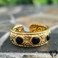 LUXE SS  RING - CHARLOTTE (ONYX)