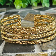 LUXE SS CUFF BANGLE - RIPPLES (GOLD)