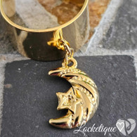 LUXE SS  DANGLE RING - MOON & STAR (GOLD)
