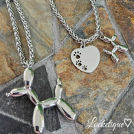 LUXE  SS NECKLACE SET - BALLOON DOG & PAW HEART (SILVER)