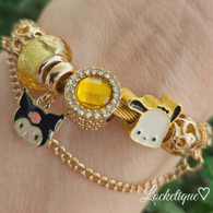 LUXE SS WIRE CHARMS BANGLE - KUROMI (GOLD)