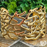 LUXE SS CUFF BANGLE - GOLDEN BRANCHES (GOLD)