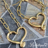 LUXE  SS NECKLACE SET- EMBRACE HEART (GOLD)
