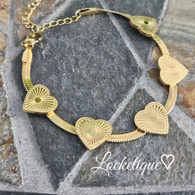 LUXE  SS BRACELET - FIVE HEARTS (GOLD)