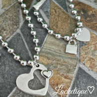 LUXE  SS DOTTIE NECKLACE SET - MY HEART  (SILVER)