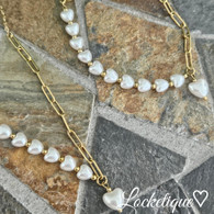 LUXE SS NECKLACE SET - ROMANTIC PEARL HEART (GOLD)