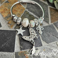 LUXE SS WIRE CHARMS BANGLE - GARDENS BUTTERFLY
