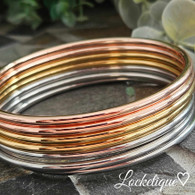 LUXE SS SET OF SEVEN BANGLES  – (TRICOLOR)
