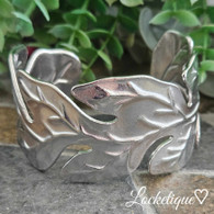 LUXE SS CUFF BANGLE - LEAF (SILVER)