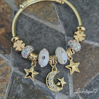 LUXE SS WIRE CHARMS BANGLE - MOON AND STARS (GOLD)
