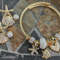 SET LUXE SS WIRE CHARMS BANGLE - OCEAN GLOW (GOLD)