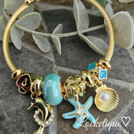 LUXE SS WIRE CHARMS BANGLE - OCEAN TREASURES