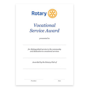 Rotary Vocational Service Certificate