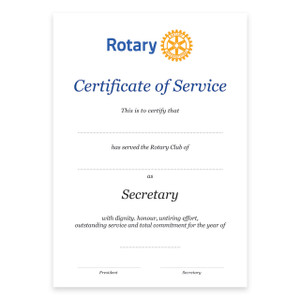 Rotary Past Secretary Certificate