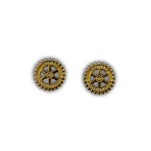 Rotary Emblem Stud Earrings - Gold