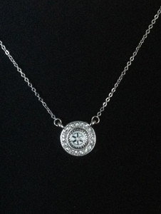 Rhinestone Rotary Logo Necklace - Silver