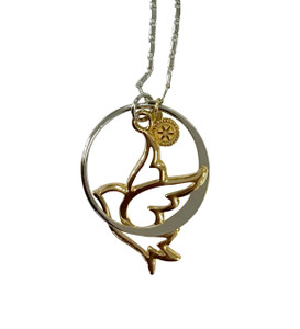 Dove in Circle Necklace Gold & Silver