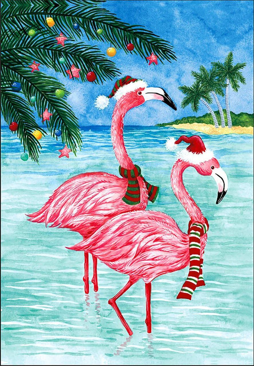 Christmas Flamingos Garden Flag Briarwood Lane
