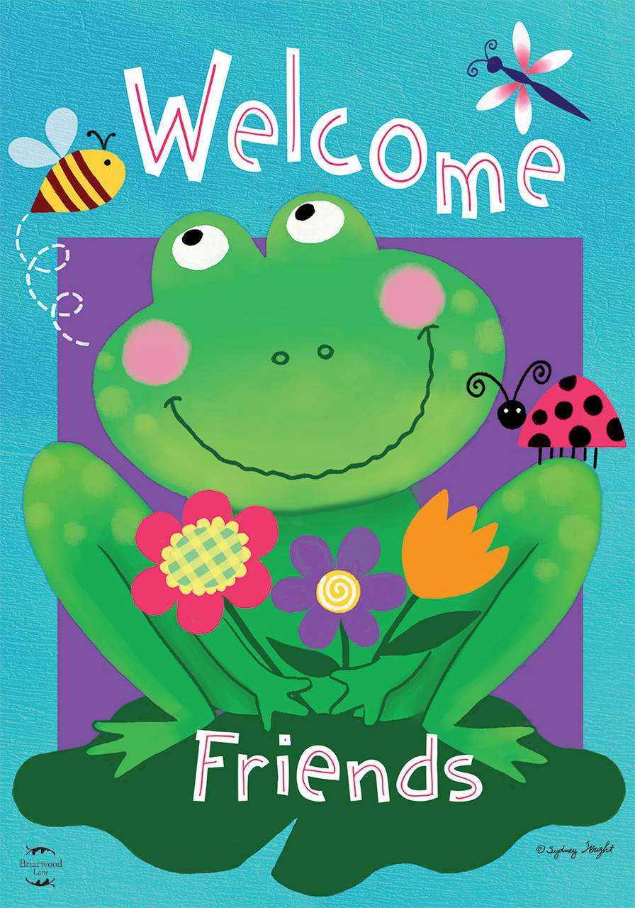 Happy Frog Burlap Summer House Flag 28" x 40" Briarwood Lane 