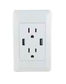 Wall Outlet - 2 Outlet - 2 USB Receptacle, White Matte Finish