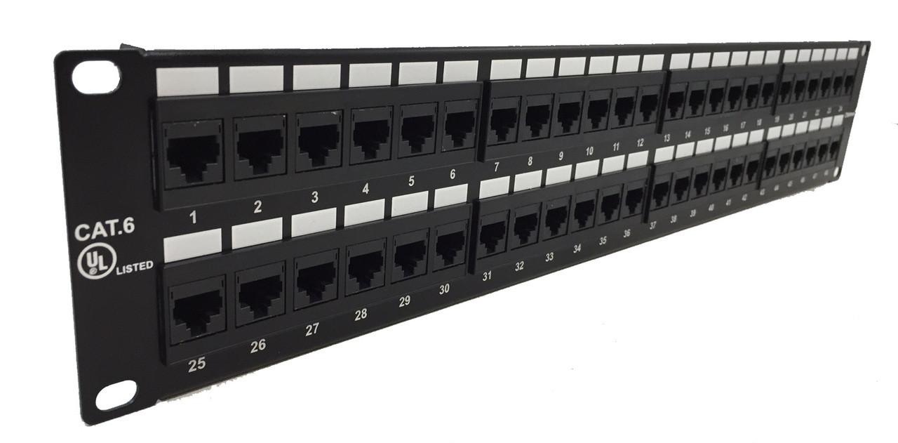 48 Port Cat6 Patch Panel 2ru Rj45 To 110 Idc 568a B Unshielded