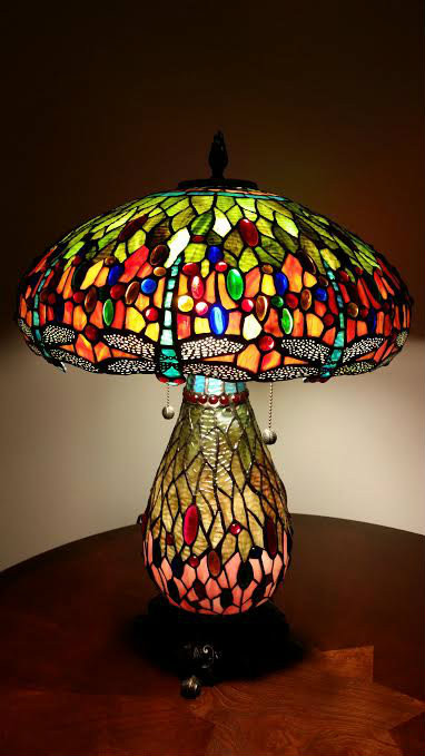 Dale Tiffany Jeweled Dragonfly Handcrafted Fine Art Glass Table Lamp - C'  Lee Ann Concepts
