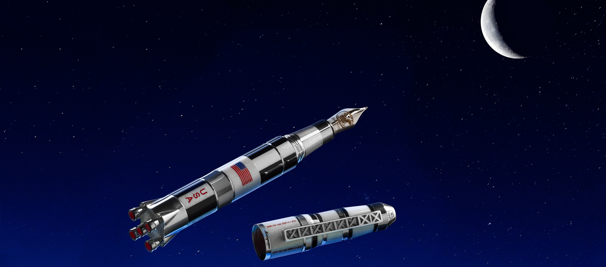 Montegrappa Moon Landing Limited Edition Resin and  Sterling Silver Fountain Pen