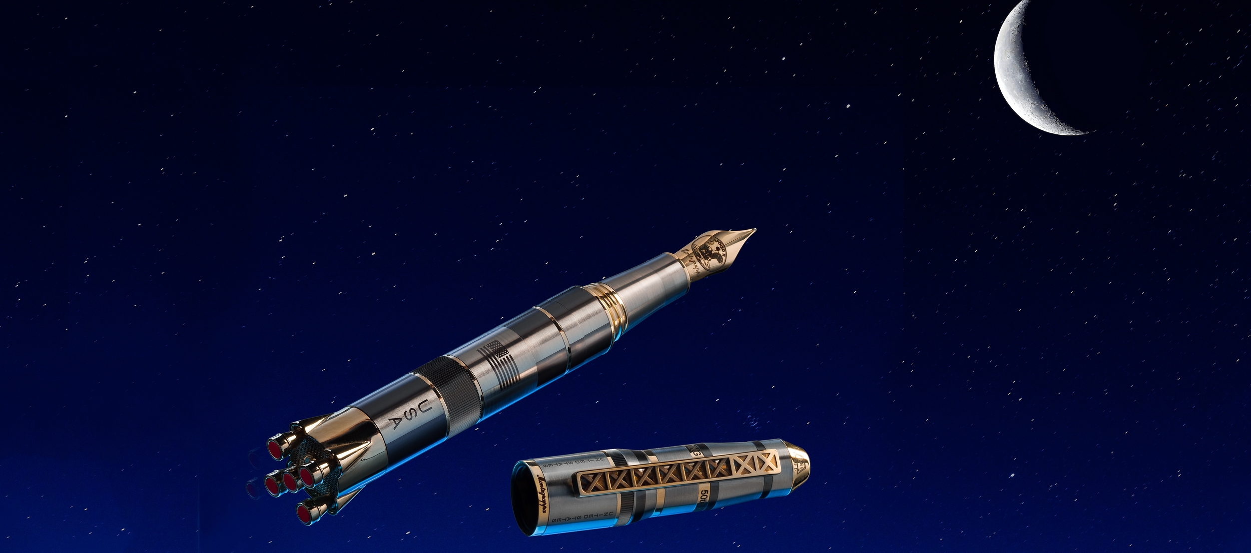 Montegrappa Moon Landing Limited Edition Titanium and 18k Gold Fountain Pen