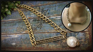 Thick Gold Chain with Pearl Pedant