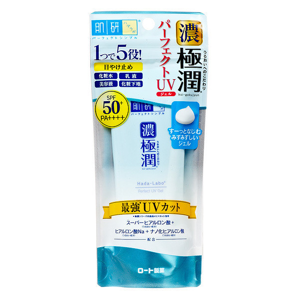 Hada Labo Japan Gokujyun Perfect Uv Gel Sunscreen Rohto Spf50 Pa 50g Strawberrycoco