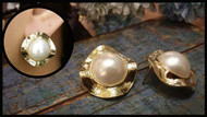 Larger Pearl Gold Frame Earrings
