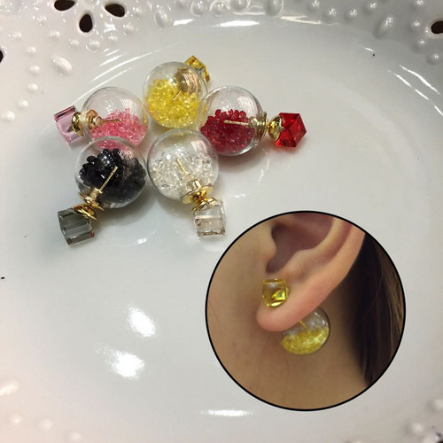 Colorful Cleared Ball Earrings