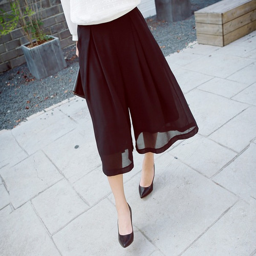 Wide Pleated Chiffon Pants