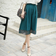 Lace Stitching Mid Length Skirt