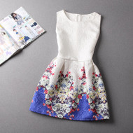 Sleeveless Printed Jacquard Tea Dress