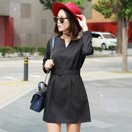 Belted V Neck Dress