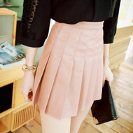 Pleated Leather Skirt