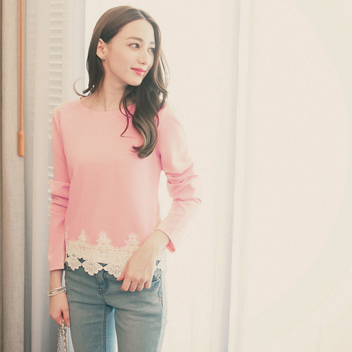 Lace Trim Bow Back Blouse