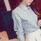 Flower Beads Decorated Long Sleeve Lace Chiffon Blouse 