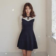 Lace Panel Keyhole Front Dress