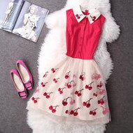 Cherry Print Collared Dress