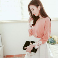 Hollow Lace Pleated Top