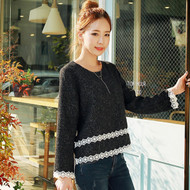 Lace Stitching Woolen Top